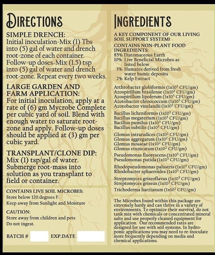 Rootwise Mycrobe Complete Directions